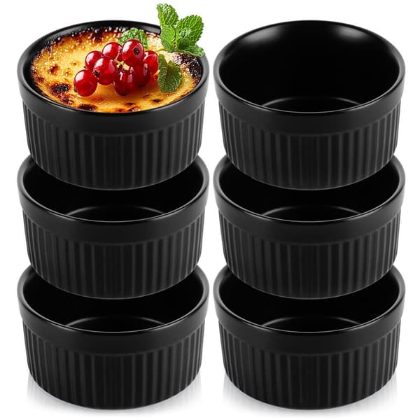 Keramiska bakskålar svarta 260 ml 6 st.