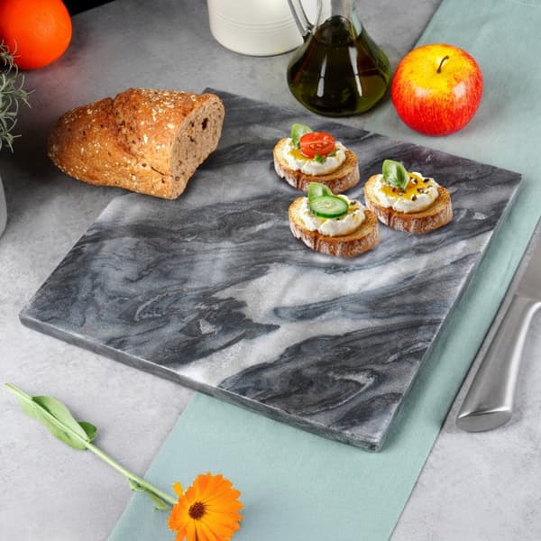 Marmor skære- og serveringsbræt 30x30 cm