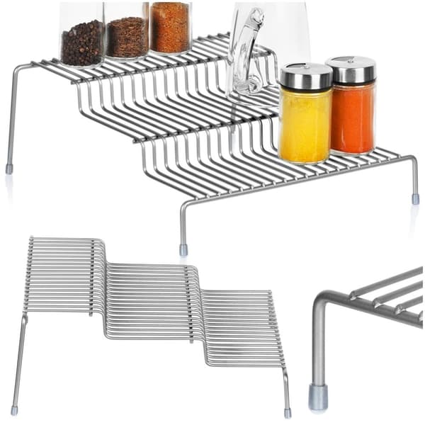 Metal køkkenhylde, grå, 3-plan, 28x26x11 cm