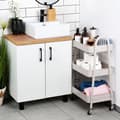 Miniatyrbilde 5 av 6: Beige metall 3-plans hylle på hjul 44x31,5x78,5 cm