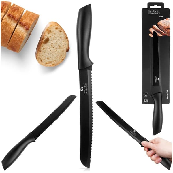 Brødkniv stål sort 32 cm