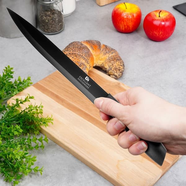 Kjøkkenkniv stål sort 32 cm