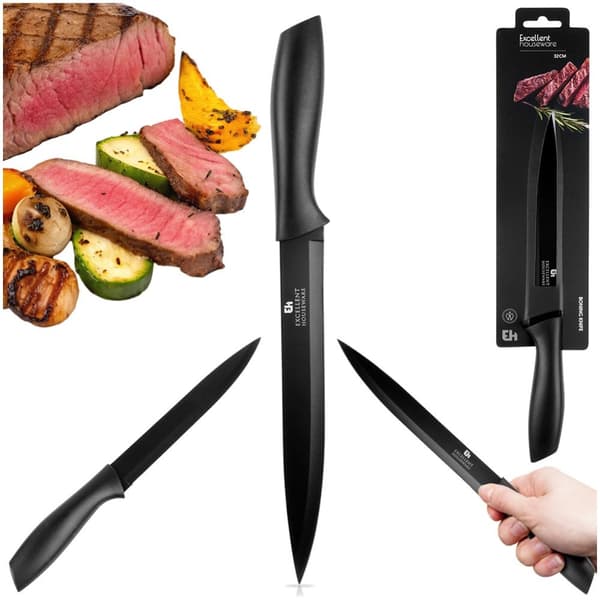 Kjøkkenkniv stål sort 32 cm