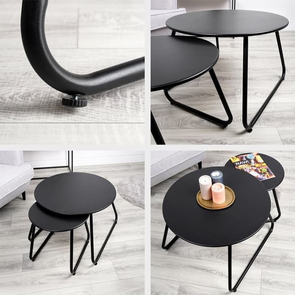 Sofabord i sort metal, 2 stk.