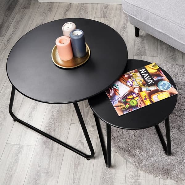 Sofabord i sort metal, 2 stk.