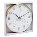 Miniatyrbilde 8 av 9: Veggklokke med termometer og hygrometer hvitt gull 38 cm
