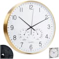 Miniatyrbilde 9 av 9: Veggklokke med termometer og hygrometer hvitt gull 38 cm