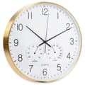 Miniatyrbilde 1 av 9: Veggklokke med termometer og hygrometer hvitt gull 38 cm