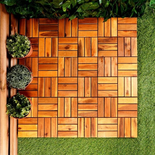 Terrassplattor i trä 30x30 cm 9 st.