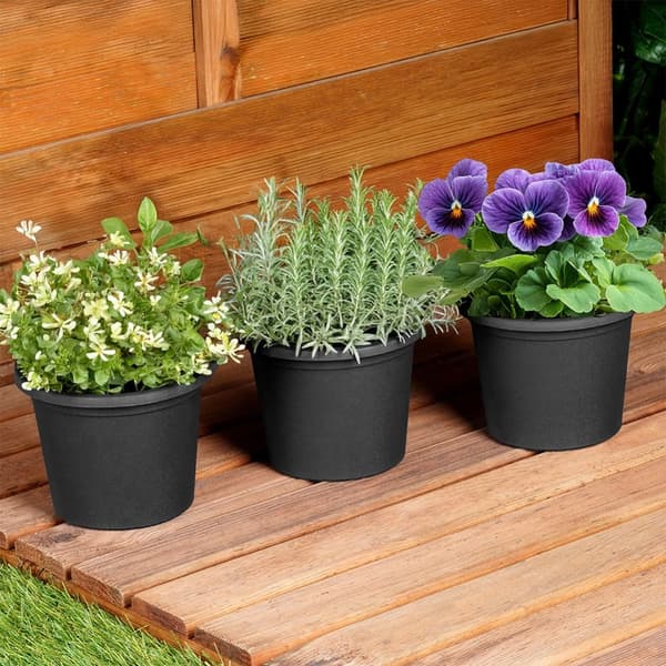 Havekrukke i plast, sort, rund, 14,5 cm, 3 stk.