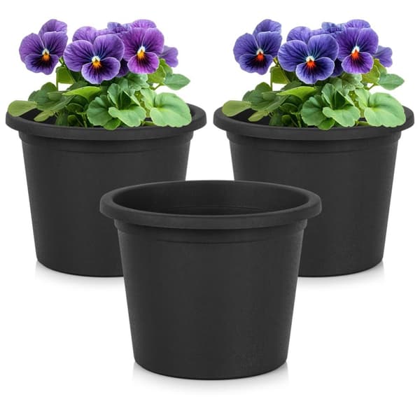 Havekrukke i plast, sort, rund, 14,5 cm, 3 stk.