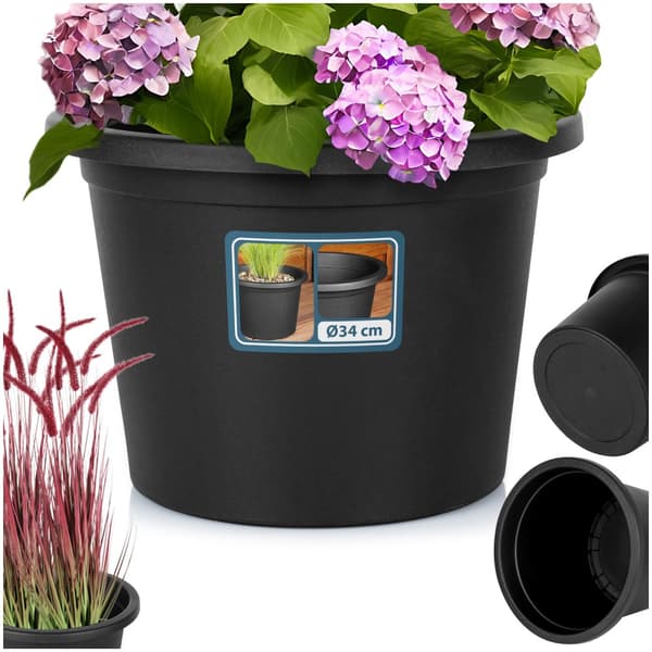 Hagekrukke i plast sort rund 34 cm