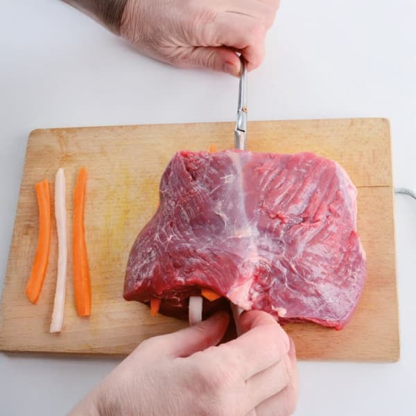 Rouladspett, kött, stål, 19 cm