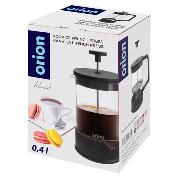 Kaffe och te kolvbryggare, glas, SVART, 400 ml
