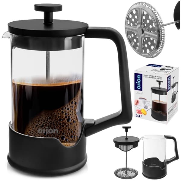 Kaffe och te kolvbryggare, glas, SVART, 400 ml