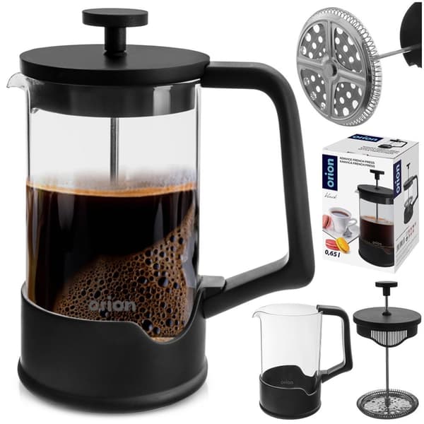 Kaffe- og testempelmaskine, glas, SORT, 650 ml
