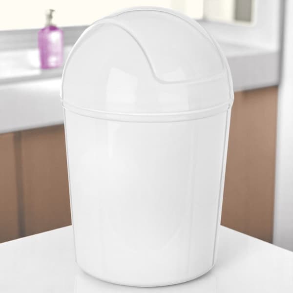 Badrumssoptunna i plast vit 920 ml