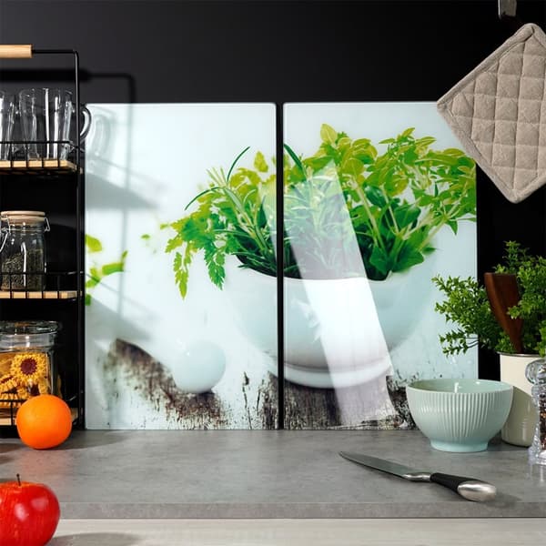 Skjærebrett og glasskomfyrlokk 60x52 cm 2 stk.