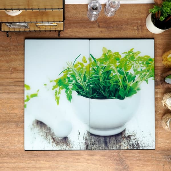 Skjærebrett og glasskomfyrlokk 60x52 cm 2 stk.