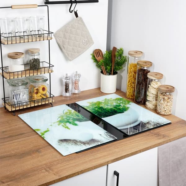 Skjærebrett og glasskomfyrlokk 60x52 cm 2 stk.
