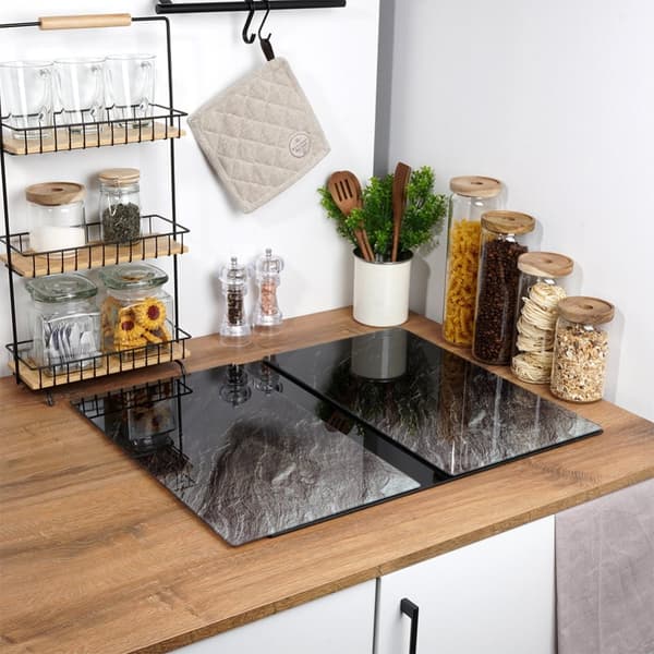 Skjærebrett og glasskomfyrlokk 60x52 cm 2 stk.