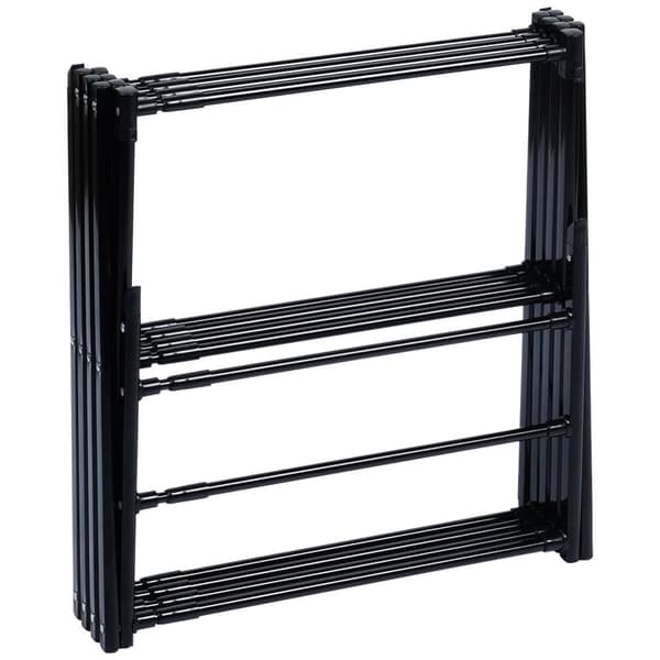 Sort metal lodret udtrækkeligt vasketøjstativ 43-75x37,5x139 cm