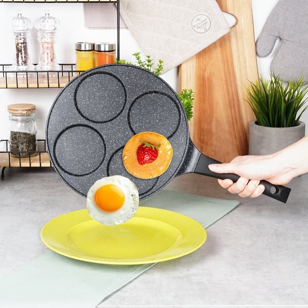 Granitt eggpanne 4 hull SVART LINE 26 cm