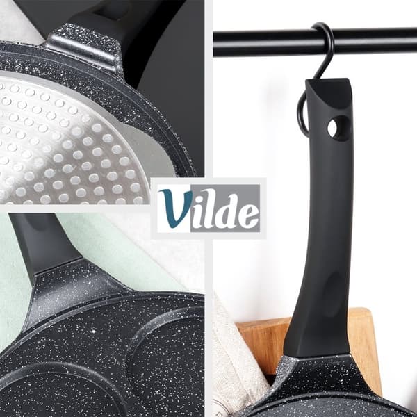 Granitt eggpanne 4 hull SVART LINE 26 cm