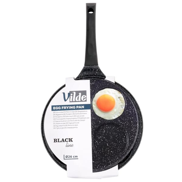 Granitt eggpanne 4 hull SVART LINE 26 cm