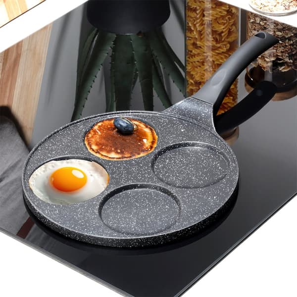 Granitt eggpanne 4 hull SVART LINE 26 cm