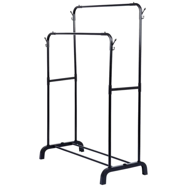 Stående tøjstativ metal sort dobbelt 110x45x152 cm