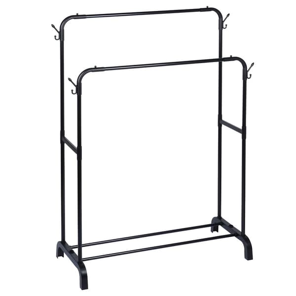 Stående tøjstativ metal sort dobbelt 110x45x152 cm