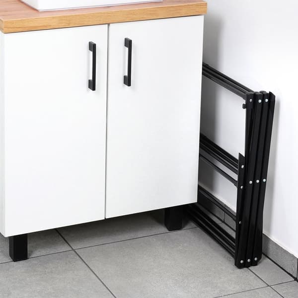 Sort metal lodret udtrækkeligt vasketøjstativ 44,5-75x37,5x105 cm