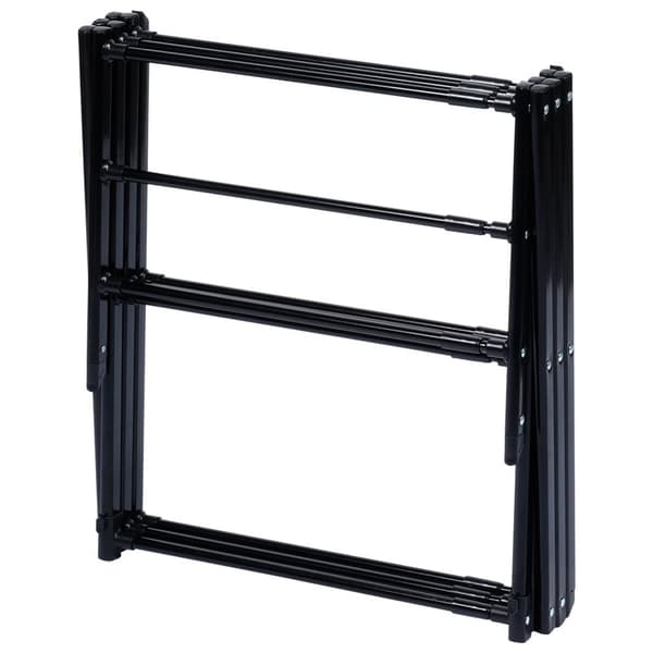 Sort metal lodret udtrækkeligt vasketøjstativ 44,5-75x37,5x105 cm