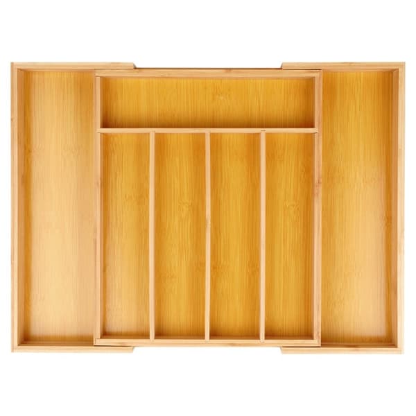 Bestikskuffeindsats udvidelig bambus 28-45x33,5 cm