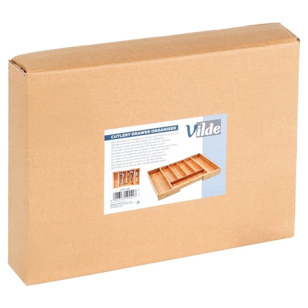 Bestikskuffeindsats udvidelig bambus 28-45x33,5 cm