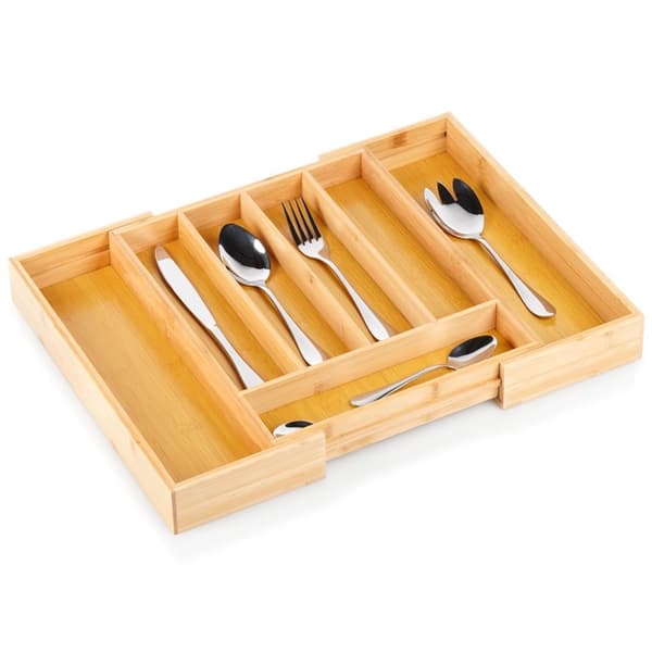 Bestikskuffeindsats udvidelig bambus 28-45x33,5 cm