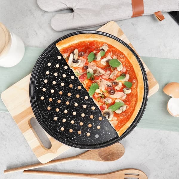 Perforerad granit pizzapanna 28 cm
