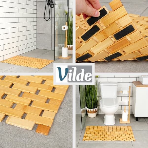 Anti-skli baderomsmatte bambus 80x50 cm