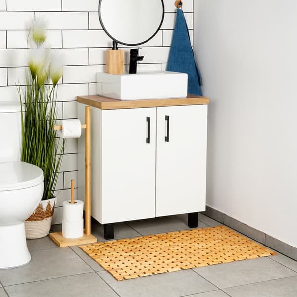 Anti-skli baderomsmatte bambus 80x50 cm