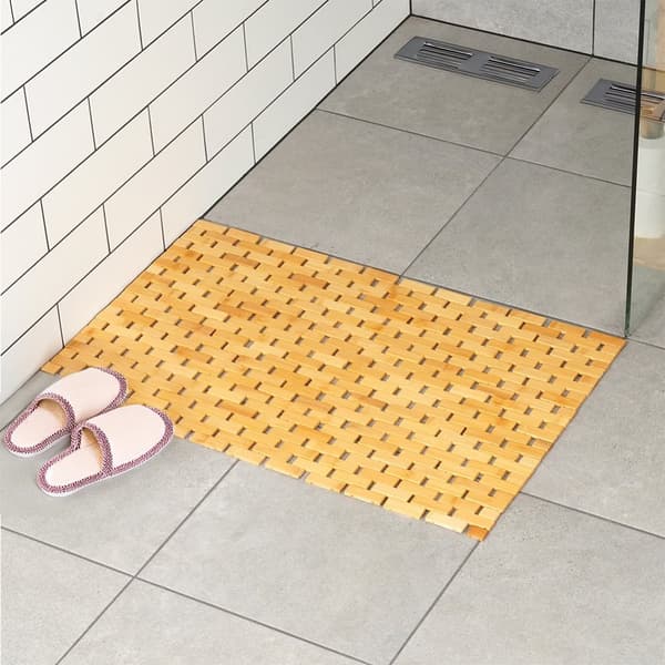 Anti-skli baderomsmatte bambus 80x50 cm
