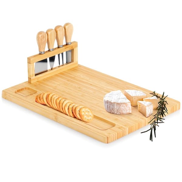 Bambus ostetavle med kniver, 5 stk