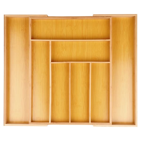 Bestikkskuffinnsats uttrekkbar bambus 35,5-54,5x45,5 cm