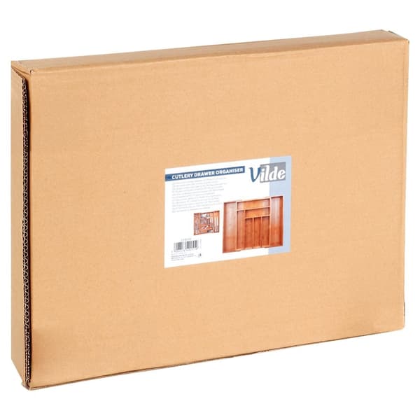 Bestikkskuffinnsats uttrekkbar bambus 35,5-54,5x45,5 cm