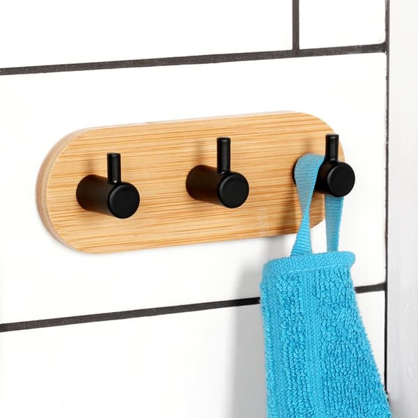 Krokhenger selvklebende tremetall sort trippel 14x3,5x5 cm