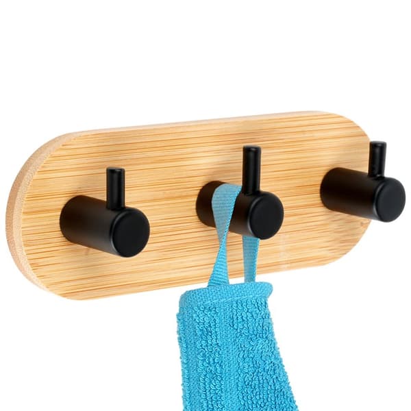 Krokhenger selvklebende tremetall sort trippel 14x3,5x5 cm