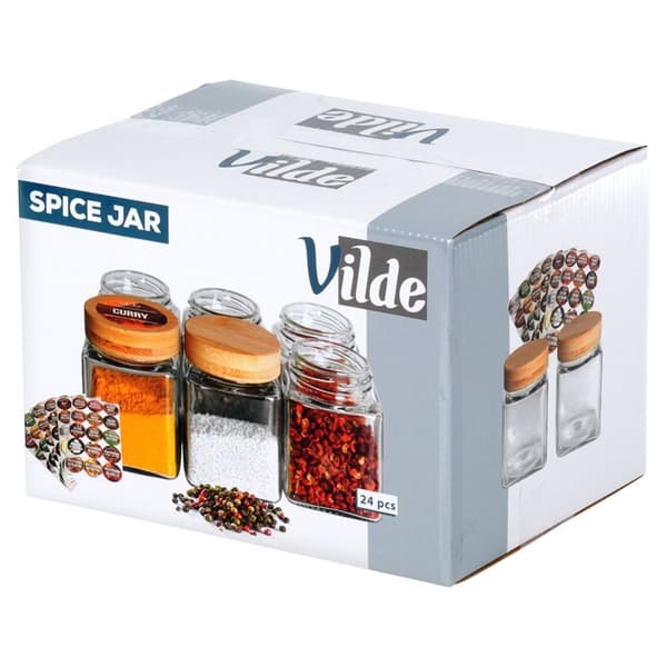 Krydderbeholder glass 100 ml 24 stk + 90 klistremerker
