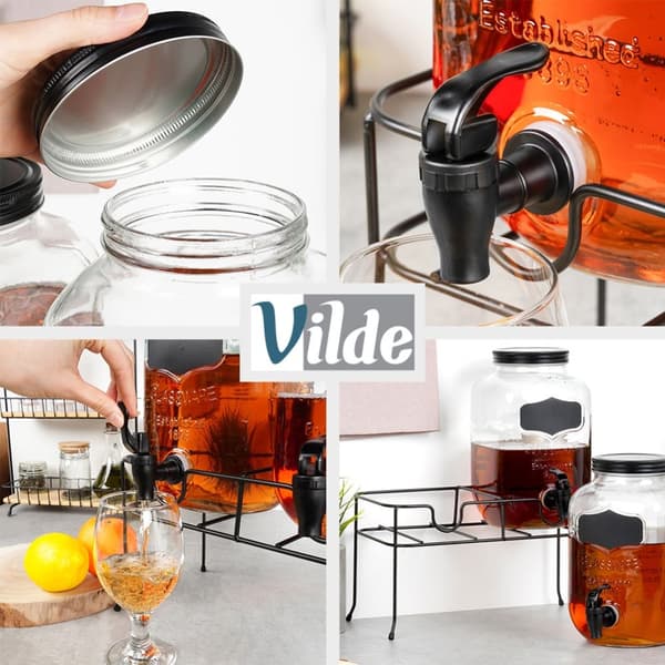Drikkeglas med hane og stativ, sort, 2x4 l, 3 stk.