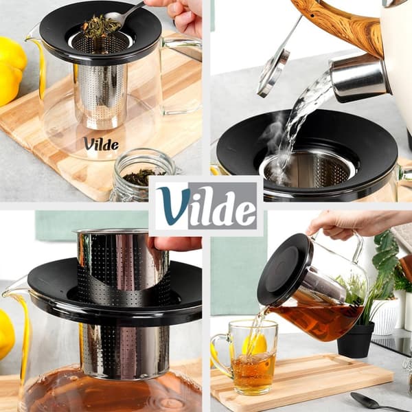 Varmebestandig glas tekande med infuser 1,5 l
