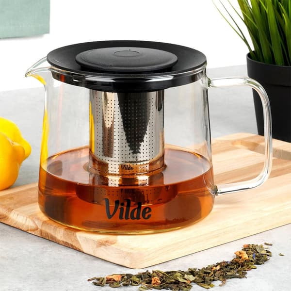 Varmebestandig glas tekande med infuser 1,5 l